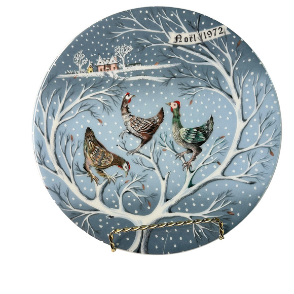 Replacement 1972 Haviland Limoges Plate 12 Days of Christmas,  Three French Hens - Picture 1 of 2